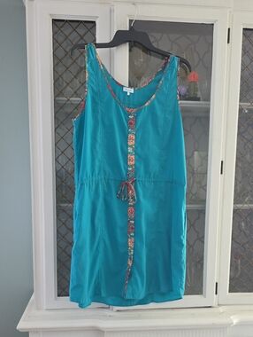 Sleeveless Dress with Floral Trim